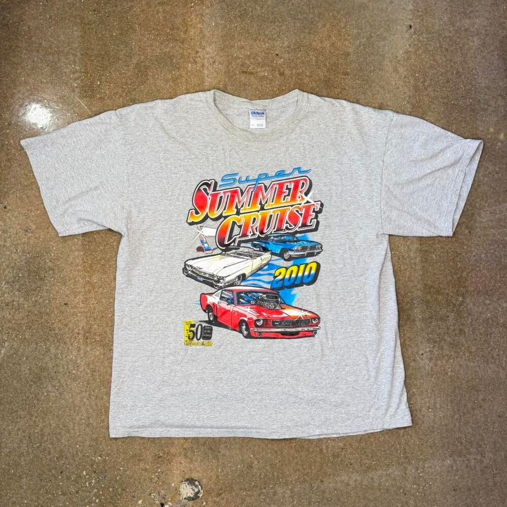 Super Summer Cruise 2010 Graphic Tee Gray Classic Car Show‎ Shirt XL
